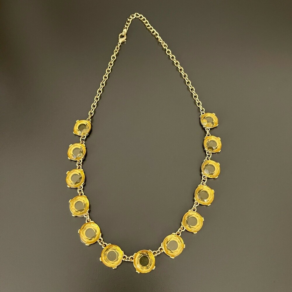 Gold-tone Chain Yellow Stones Women's Fashion Necklace NWOT